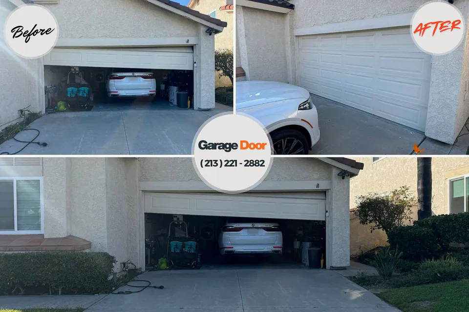 Before and after: garage door repair Norco, CA